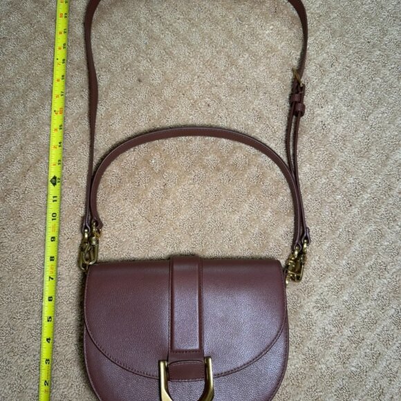 Charles& Keith Gabine Leather Saddle Bag - Brown with Brass Hardware - Picture 10 of 11